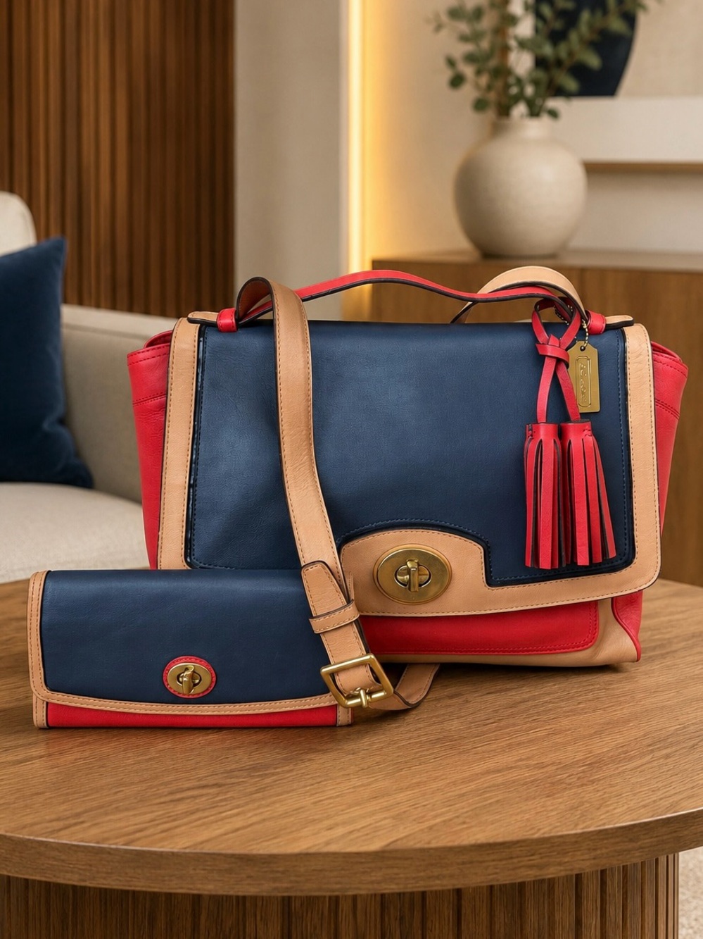 COACH Legacy Archival Leather Color-block Bag with Wallet